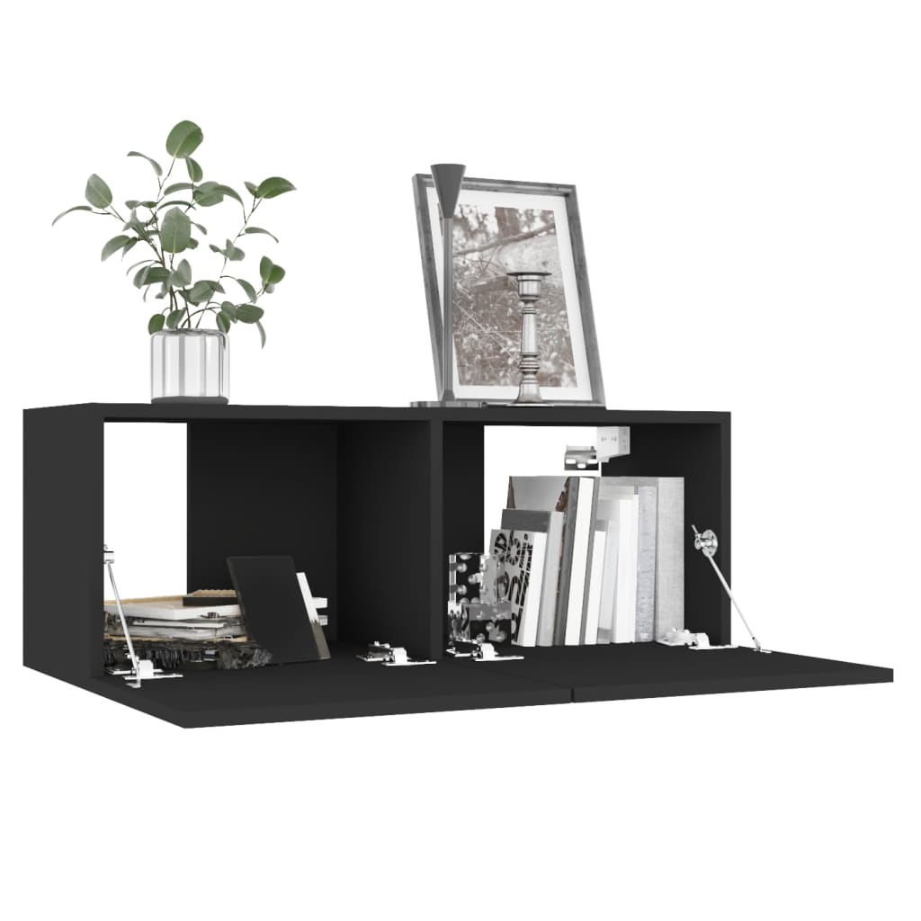 vidaXL Comodă TV, negru, 80 x 30 x 30 cm, lemn prelucrat