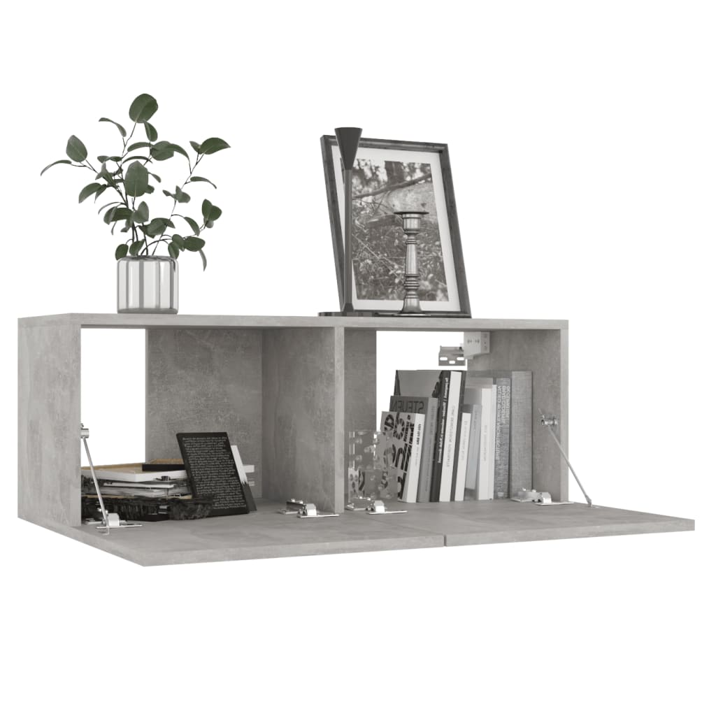 vidaXL Comodă TV, gri beton, 80 x 30 x 30 cm, lemn prelucrat vidaXL Comodă TV, gri beton, 80 x 30 x 30 cm, lemn prelucrat