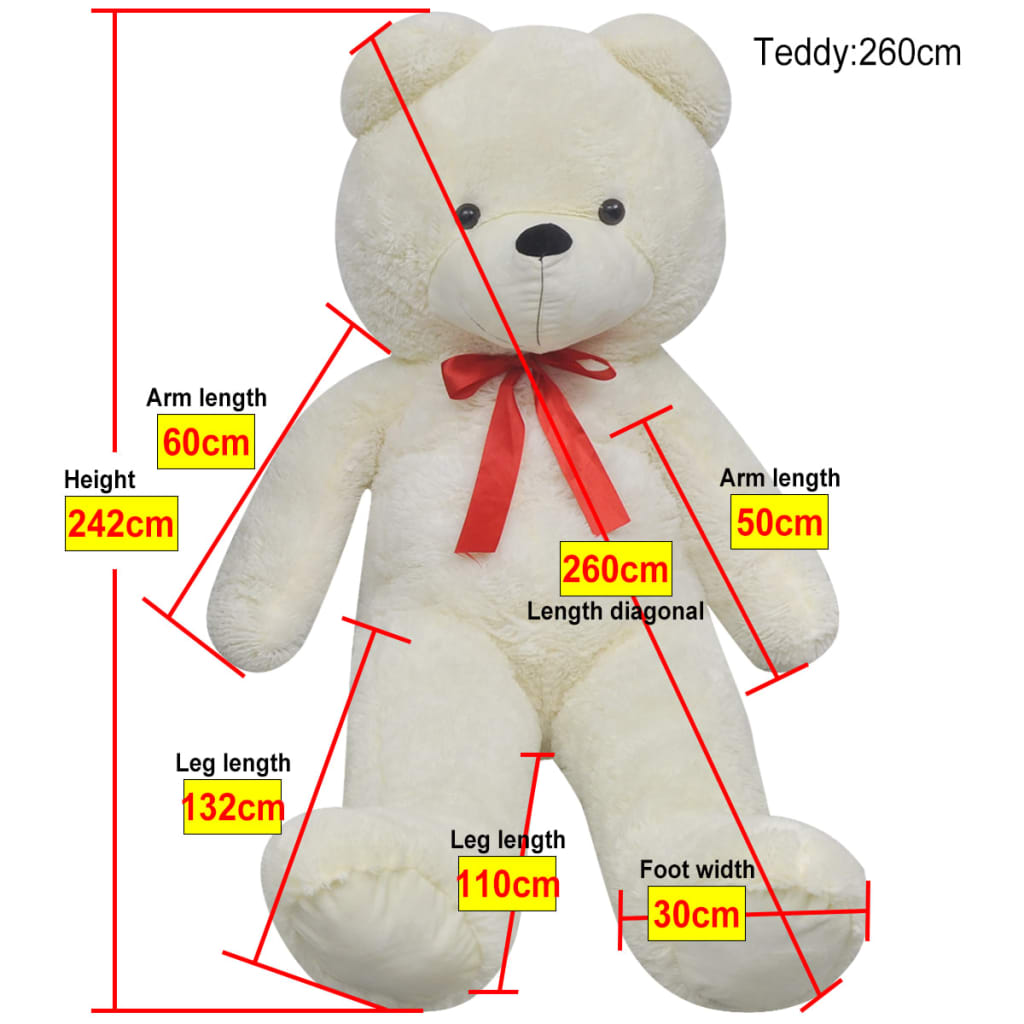 vidaXL Ursuleț de pluș de jucărie, alb, 242 cm vidaXL Ursuleț de pluș de jucărie, alb, 242 cm