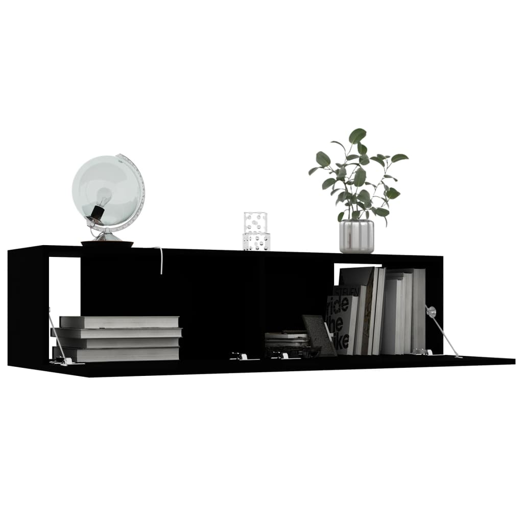 vidaXL Comodă TV, negru, 120 x 30 x 30 cm, lemn prelucrat