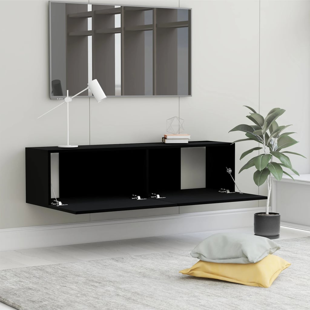 vidaXL Comodă TV, negru, 120 x 30 x 30 cm, lemn prelucrat
