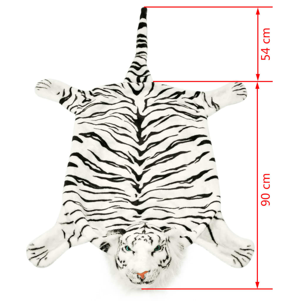 vidaXL Covor cu model tigru 144 cm Pluș Alb vidaXL Covor cu model tigru 144 cm Pluș Alb