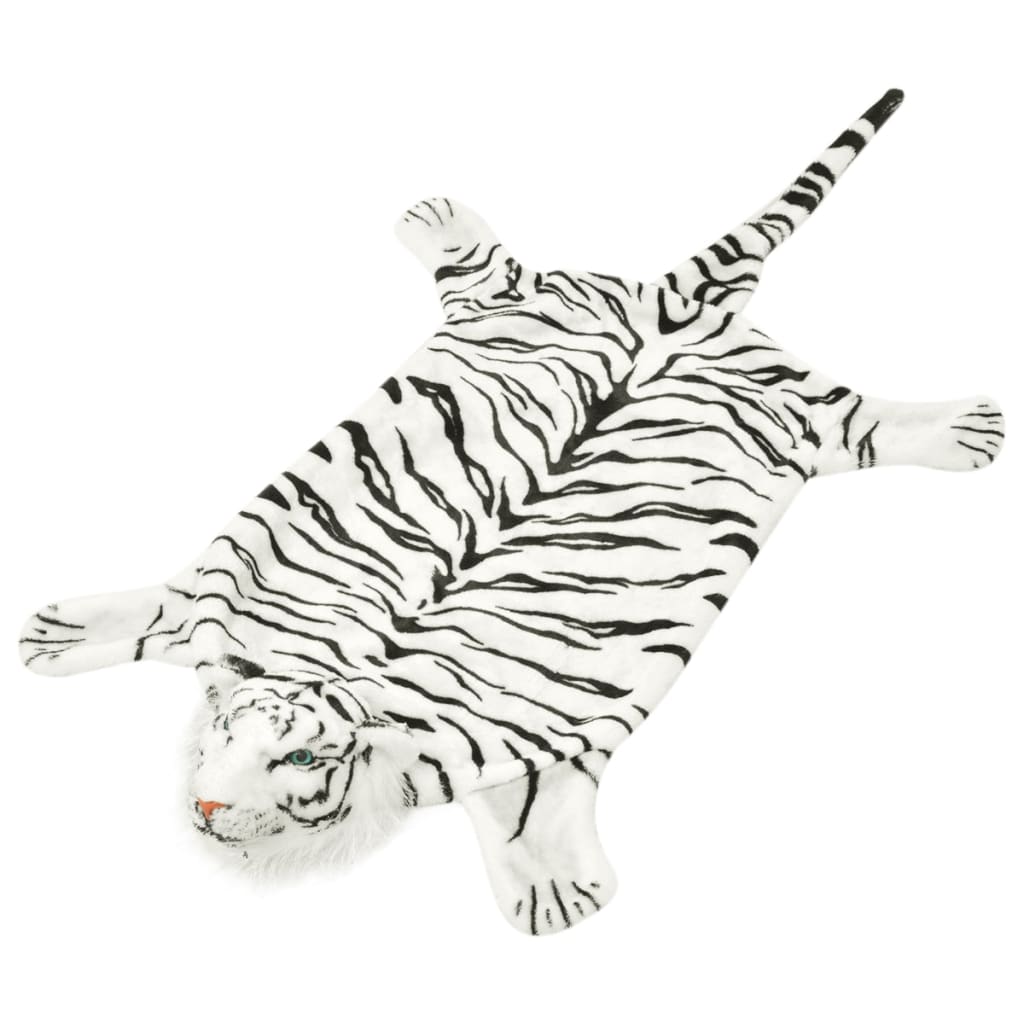 vidaXL Covor cu model tigru 144 cm Pluș Alb vidaXL Covor cu model tigru 144 cm Pluș Alb