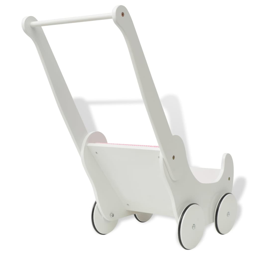vidaXL Cărucior pentru păpuși din lemn 53 x 25,7 x 50 cm, alb vidaXL Cărucior pentru păpuși din lemn 53 x 25,7 x 50 cm, alb