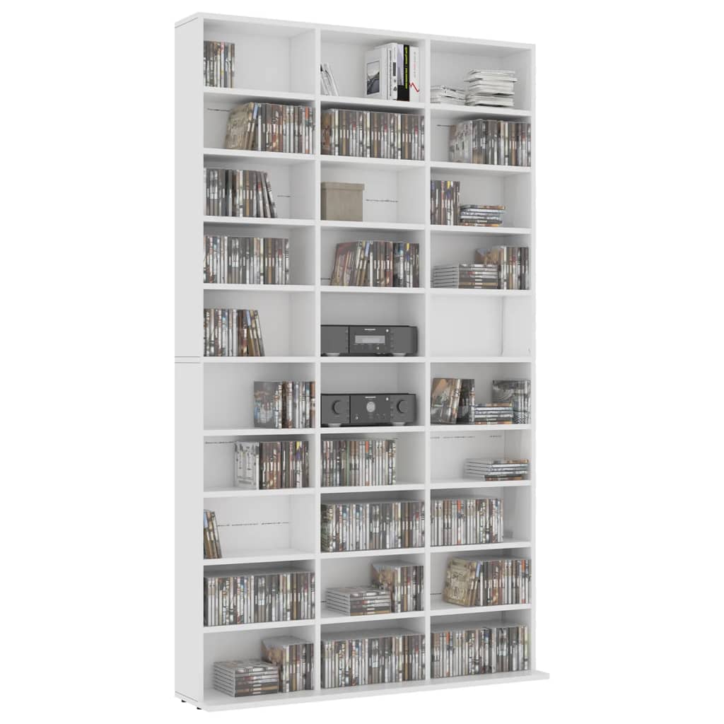 vidaXL Dulap pentru CD-uri, alb, 102x16x177,5 cm, lemn compozit