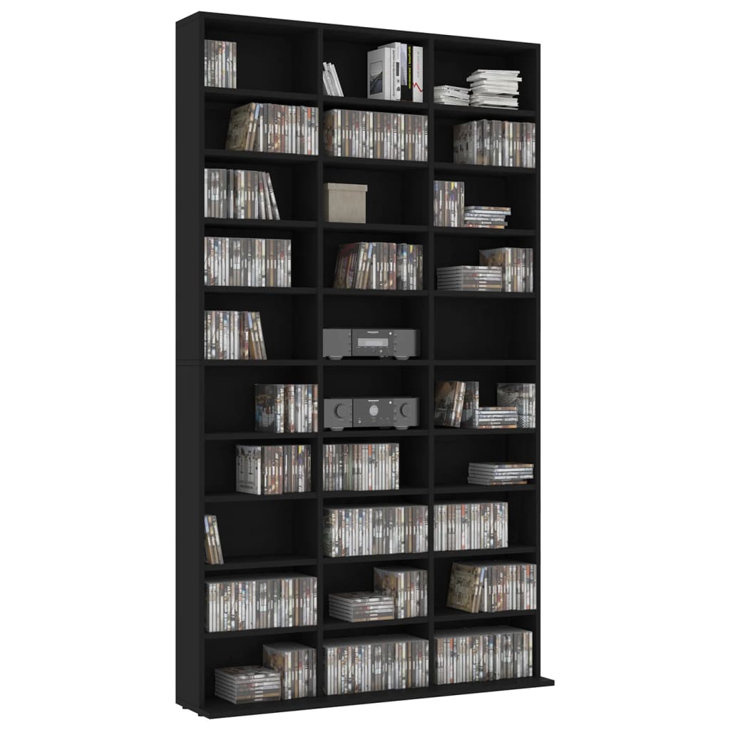 vidaXL Dulap pentru CD-uri, negru, 102x16x177,5 cm, lemn compozit vidaXL Dulap pentru CD-uri, negru, 102x16x177,5 cm, lemn compozit