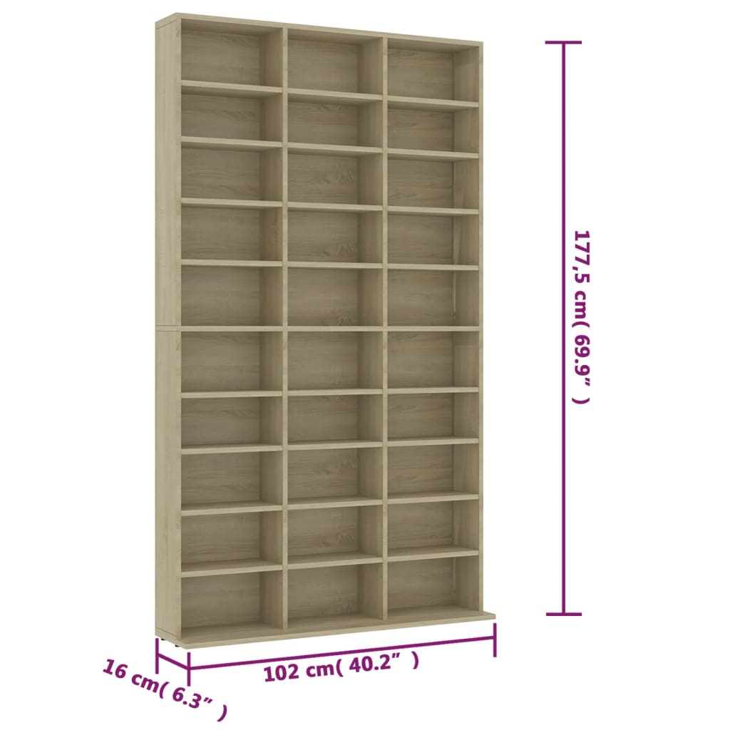 vidaXL Dulap pentru CD-uri stejar sonoma 102x16x177,5 cm lemn compozit vidaXL Dulap pentru CD-uri stejar sonoma 102x16x177,5 cm lemn compozit