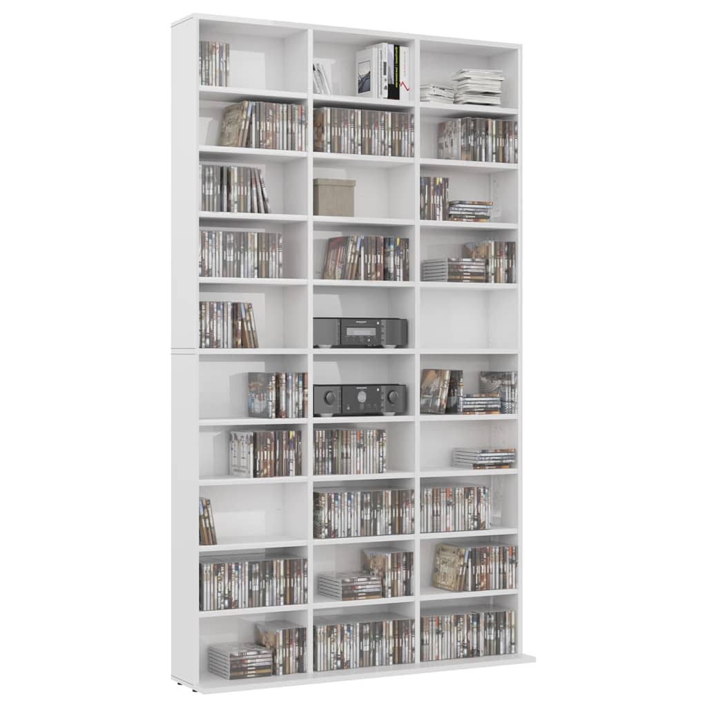 vidaXL Dulap CD-uri, alb extralucios, 102x16x177,5 cm, lemn compozit