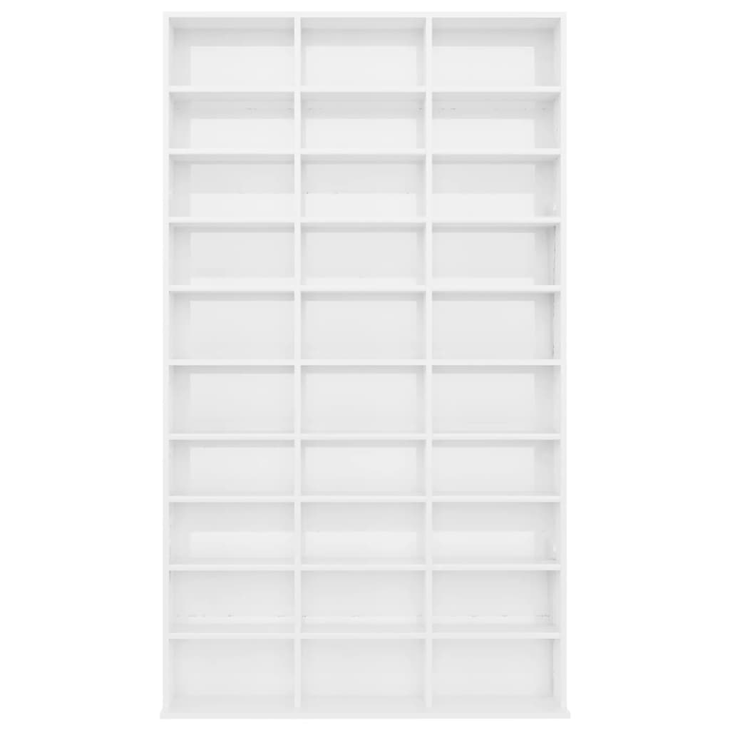 vidaXL Dulap CD-uri, alb extralucios, 102x16x177,5 cm, lemn compozit