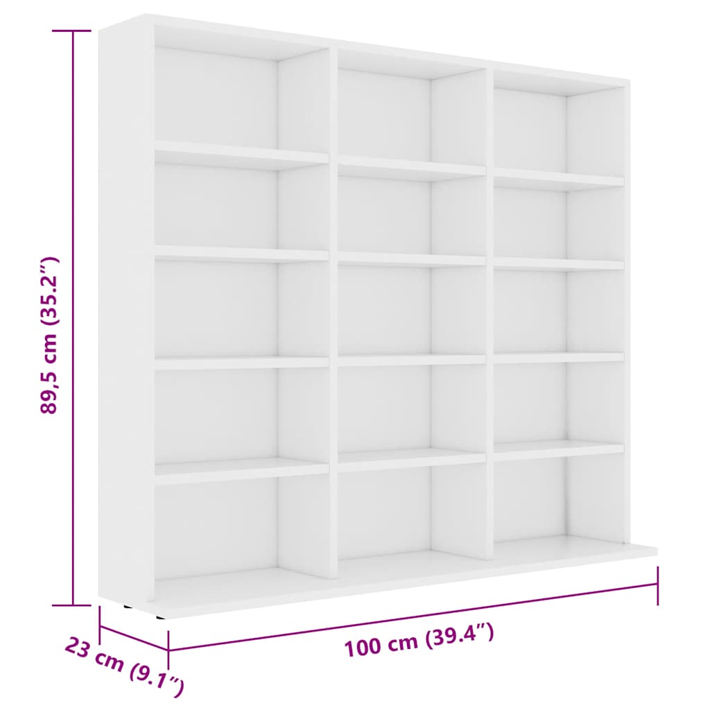 vidaXL Dulap pentru CD-uri, alb, 100 x 23 x 89,5 cm, lemn prelucrat vidaXL Dulap pentru CD-uri, alb, 100 x 23 x 89,5 cm, lemn prelucrat