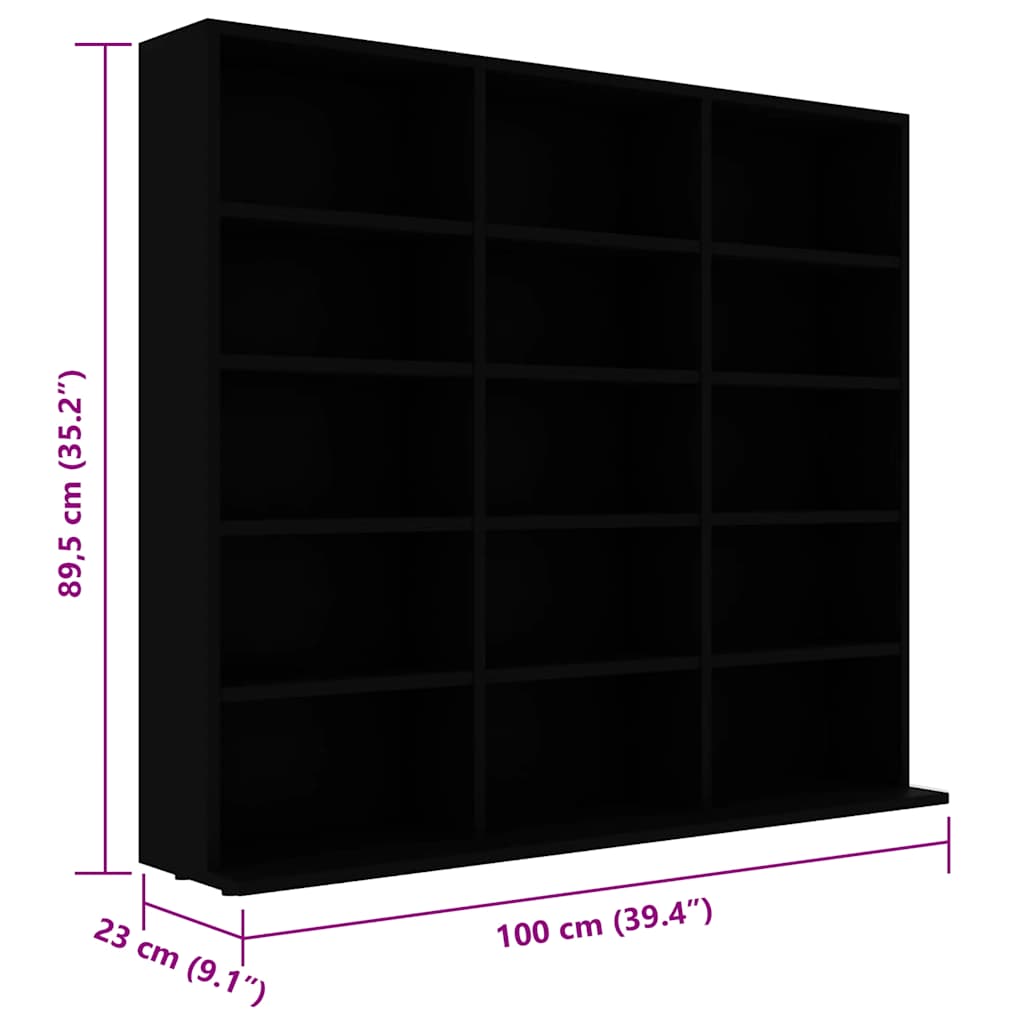 vidaXL Dulap pentru CD-uri, negru, 100 x 23 x 89,5 cm, lemn prelucrat vidaXL Dulap pentru CD-uri, negru, 100 x 23 x 89,5 cm, lemn prelucrat