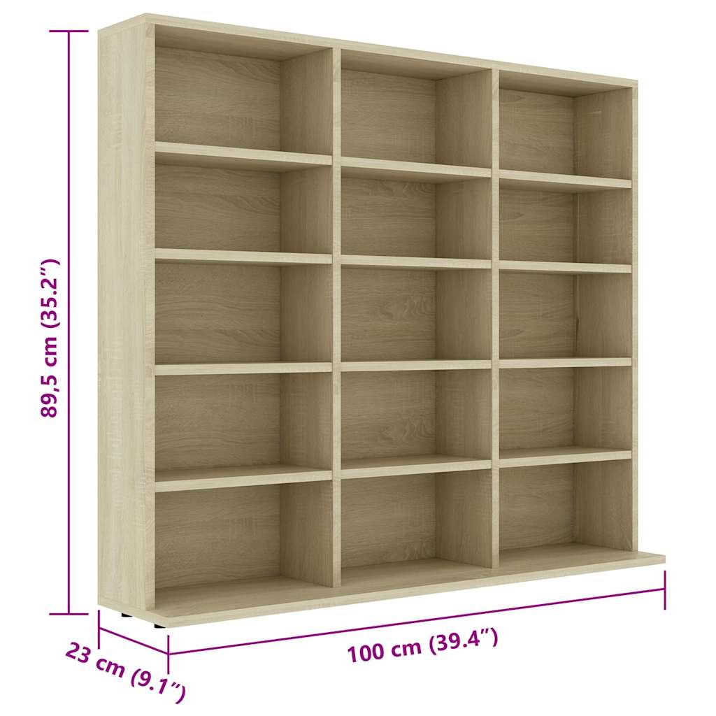 vidaXL Dulap de CD-uri, stejar sonoma, 100x23x89,5 cm, lemn prelucrat vidaXL Dulap de CD-uri, stejar sonoma, 100x23x89,5 cm, lemn prelucrat