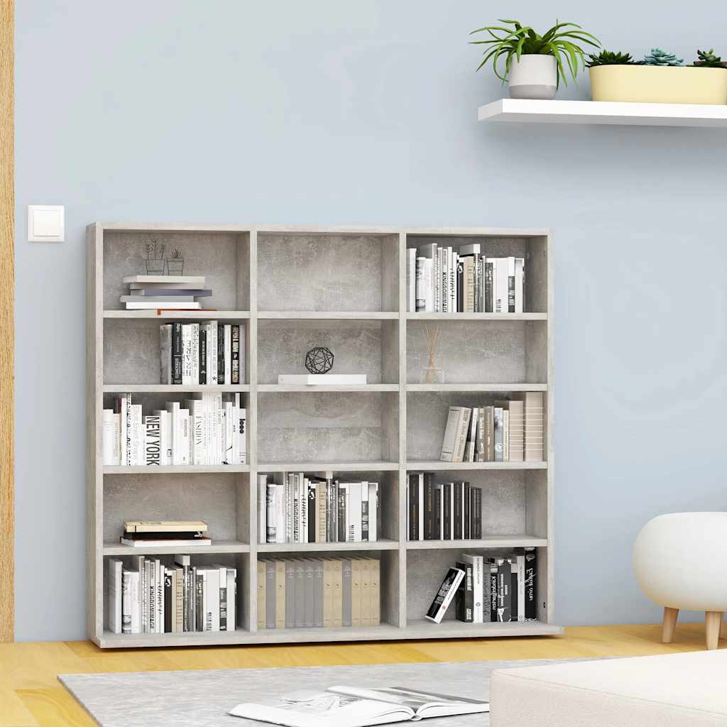 vidaXL Dulap pentru CD-uri, gri beton, 100x23x89,5 cm, lemn prelucrat vidaXL Dulap pentru CD-uri, gri beton, 100x23x89,5 cm, lemn prelucrat