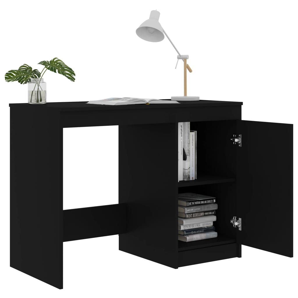 vidaXL Birou, negru, 100x50x76 cm, lemn prelucrat