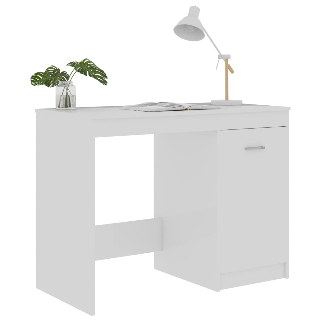 vidaXL Birou, alb extralucios, 100x50x76 cm, lemn prelucrat vidaXL Birou, alb extralucios, 100x50x76 cm, lemn prelucrat