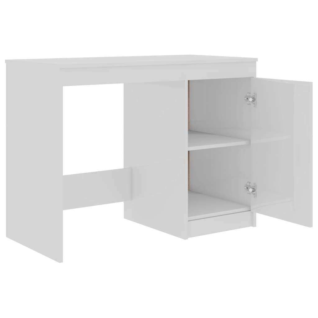 vidaXL Birou, alb extralucios, 100x50x76 cm, lemn prelucrat vidaXL Birou, alb extralucios, 100x50x76 cm, lemn prelucrat