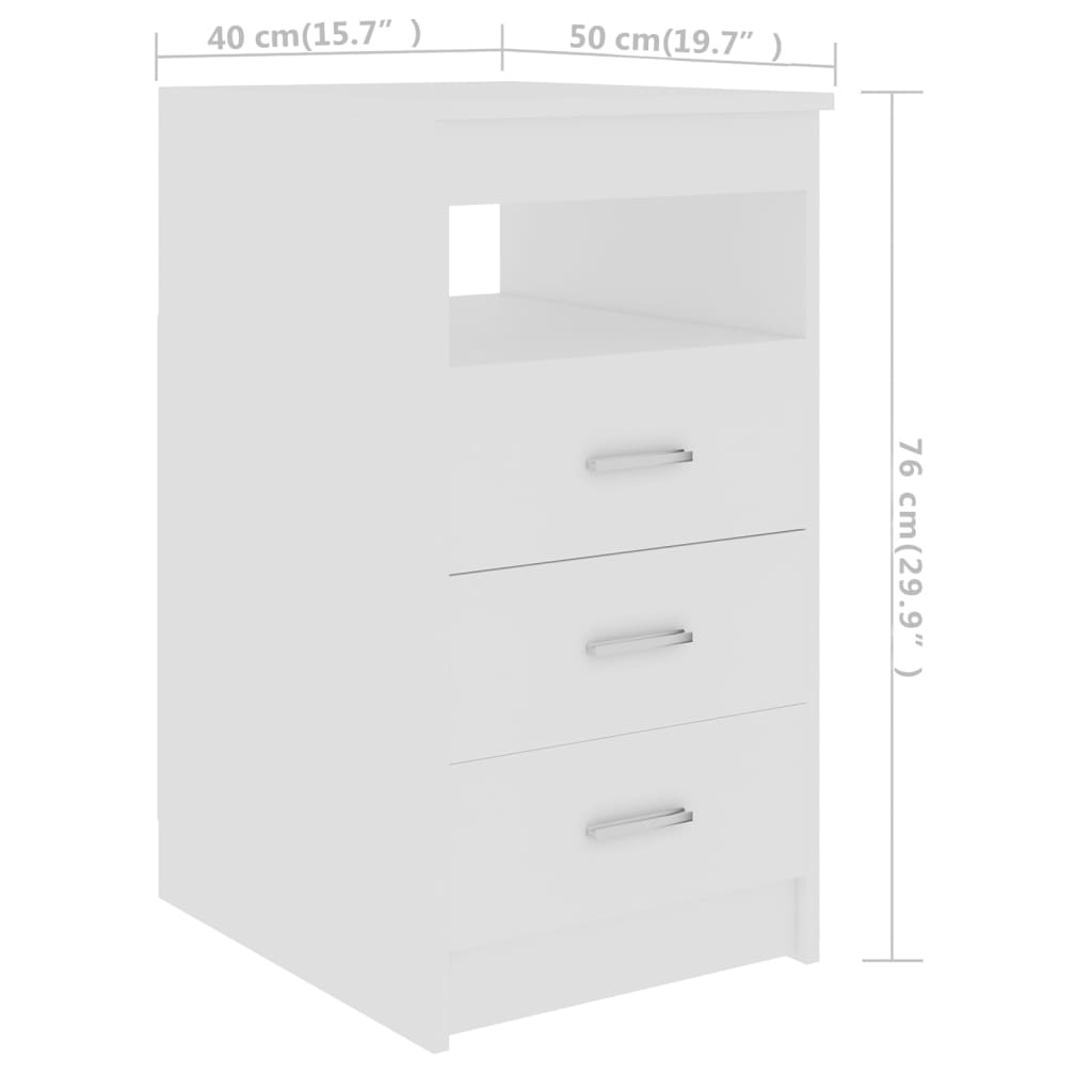 vidaXL Dulap cu sertare, alb, 40x50x76 cm, lemn compozit vidaXL Dulap cu sertare, alb, 40x50x76 cm, lemn compozit