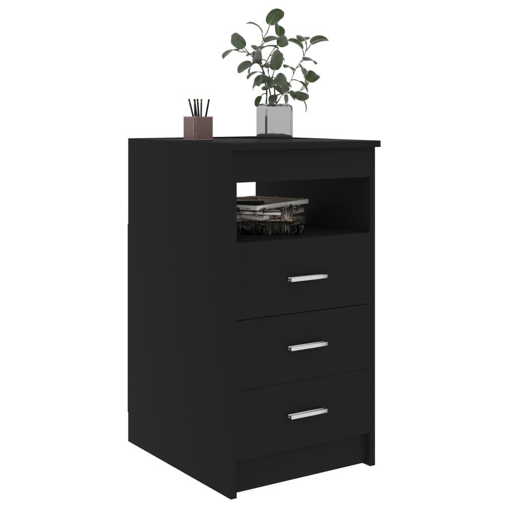 vidaXL Dulap cu sertare, negru, 40x50x76 cm, lemn compozit