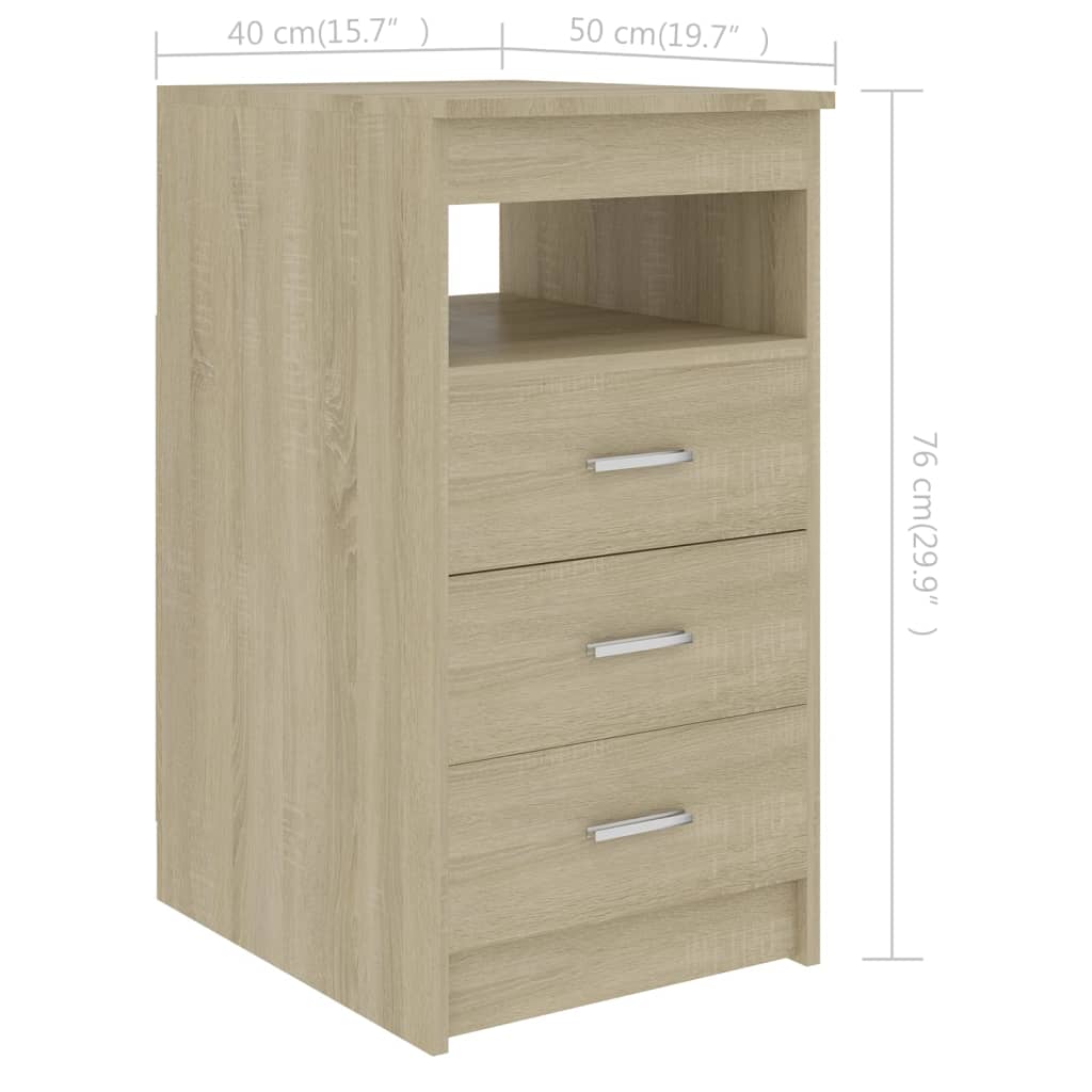 vidaXL Dulap cu sertare, stejar sonoma, 40x50x76 cm, lemn compozit