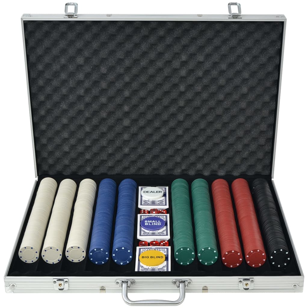 vidaXL Set de poker cu 1000 de jetoane din aluminiu vidaXL Set de poker cu 1000 de jetoane din aluminiu