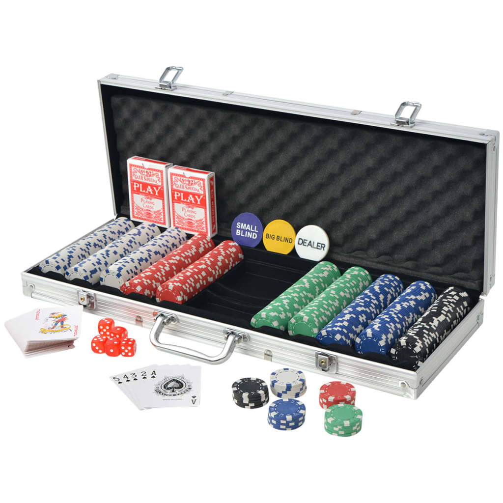 vidaXL Set de poker cu 500 de jetoane din aluminiu vidaXL Set de poker cu 500 de jetoane din aluminiu