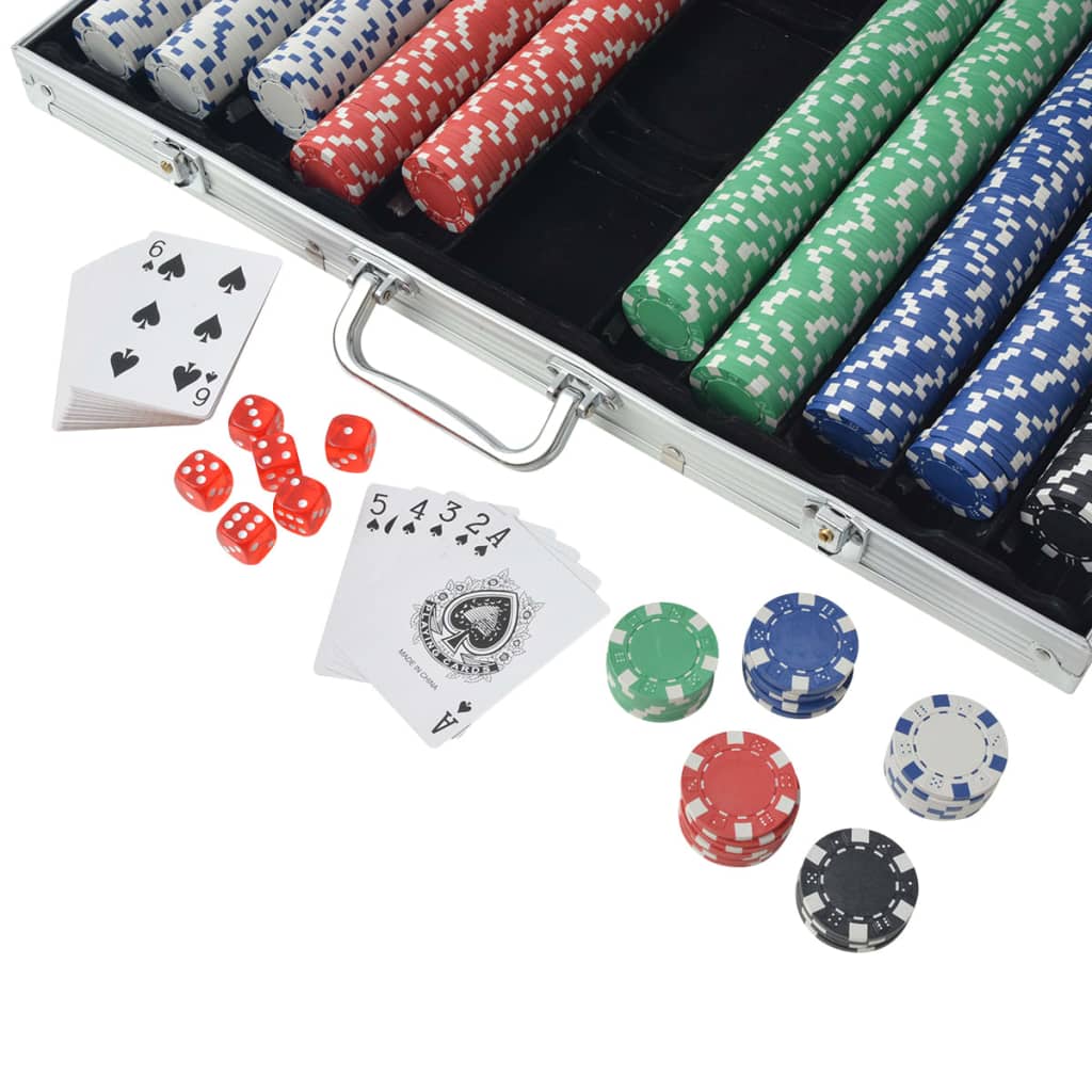 vidaXL Set de poker cu 1000 de jetoane din aluminiu vidaXL Set de poker cu 1000 de jetoane din aluminiu