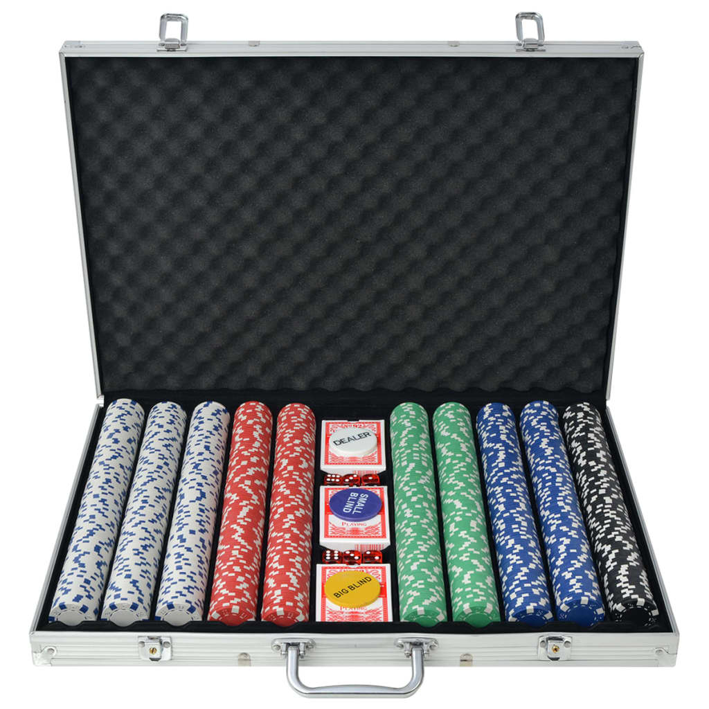 vidaXL Set de poker cu 1000 de jetoane din aluminiu vidaXL Set de poker cu 1000 de jetoane din aluminiu