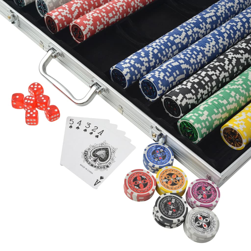 vidaXL Set de poker cu 1000 de jetoane cu laser din aluminiu vidaXL Set de poker cu 1000 de jetoane cu laser din aluminiu