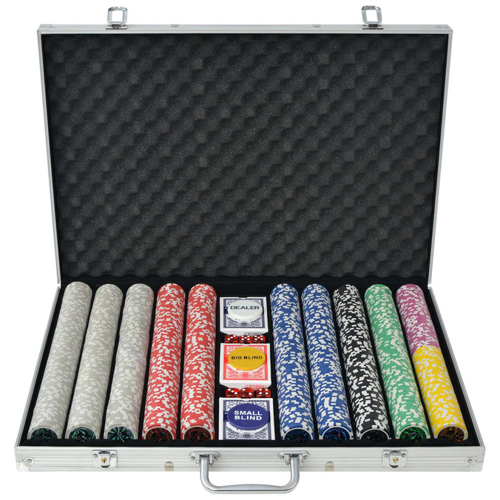 vidaXL Set de poker cu 1000 de jetoane cu laser din aluminiu vidaXL Set de poker cu 1000 de jetoane cu laser din aluminiu