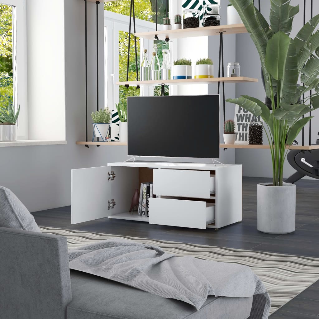 vidaXL Dulap TV, alb, 80 x 34 x 36 cm, lemn prelucrat
