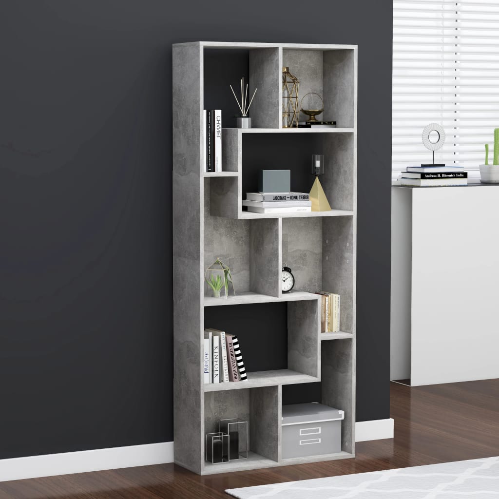 vidaXL Bibliotecă, gri beton, 67x24x161 cm, lemn prelucrat vidaXL Bibliotecă, gri beton, 67x24x161 cm, lemn prelucrat