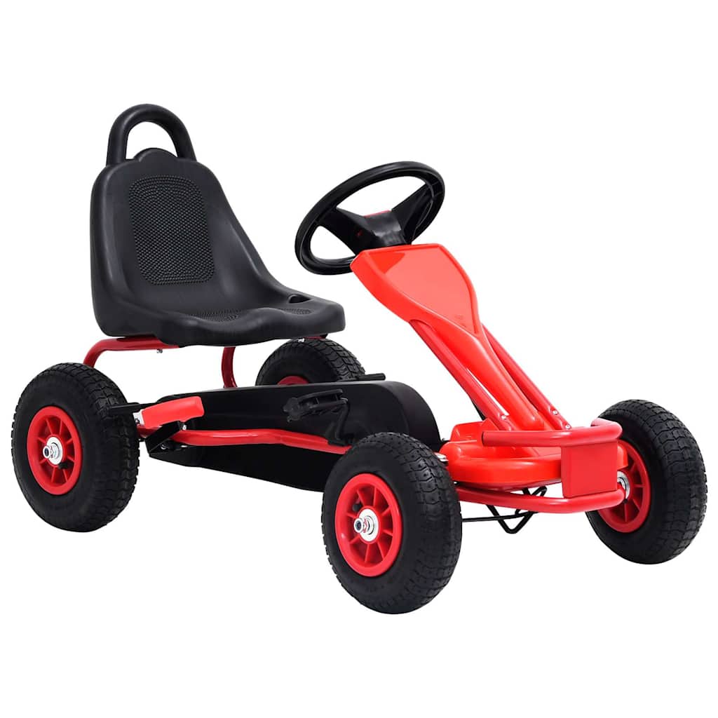 vidaXL Mașinuță kart cu pedale și roți pneumatice, roșu vidaXL Mașinuță kart cu pedale și roți pneumatice, roșu