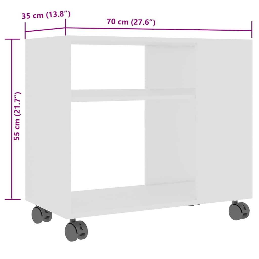 vidaXL Masă laterală, alb, 70x35x55 cm, lemn compozit vidaXL Masă laterală, alb, 70x35x55 cm, lemn compozit