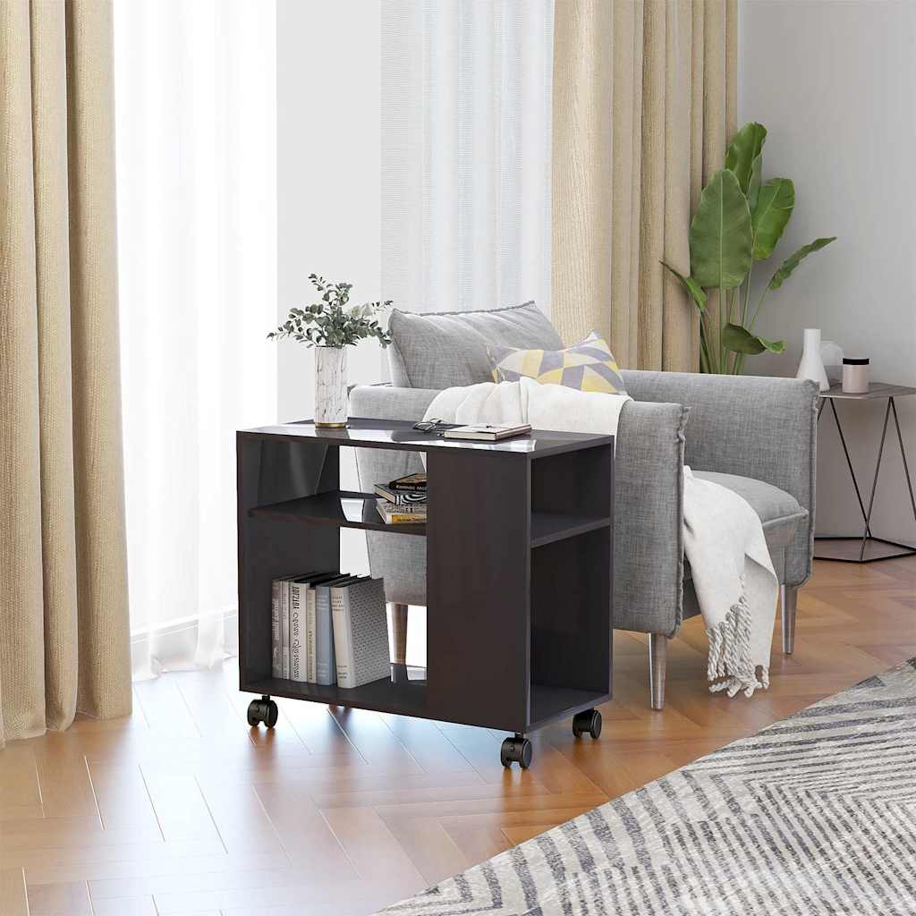 vidaXL Masă laterală, gri extralucios, 70x35x55 cm, lemn compozit vidaXL Masă laterală, gri extralucios, 70x35x55 cm, lemn compozit