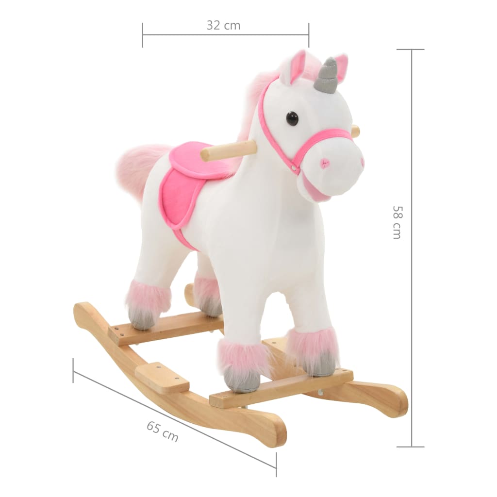 vidaXL Balansoar unicorn de pluș, 65 x 32 x 58 cm, alb și roz vidaXL Balansoar unicorn de pluș, 65 x 32 x 58 cm, alb și roz