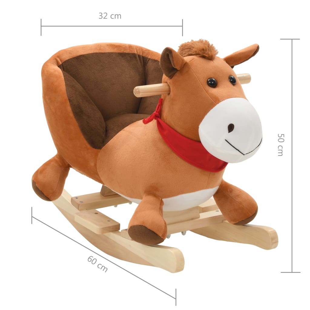 vidaXL Balansoar animal, cal, cu spătar, pluș, 60 x 32 x 50 cm, maro vidaXL Balansoar animal, cal, cu spătar, pluș, 60 x 32 x 50 cm, maro
