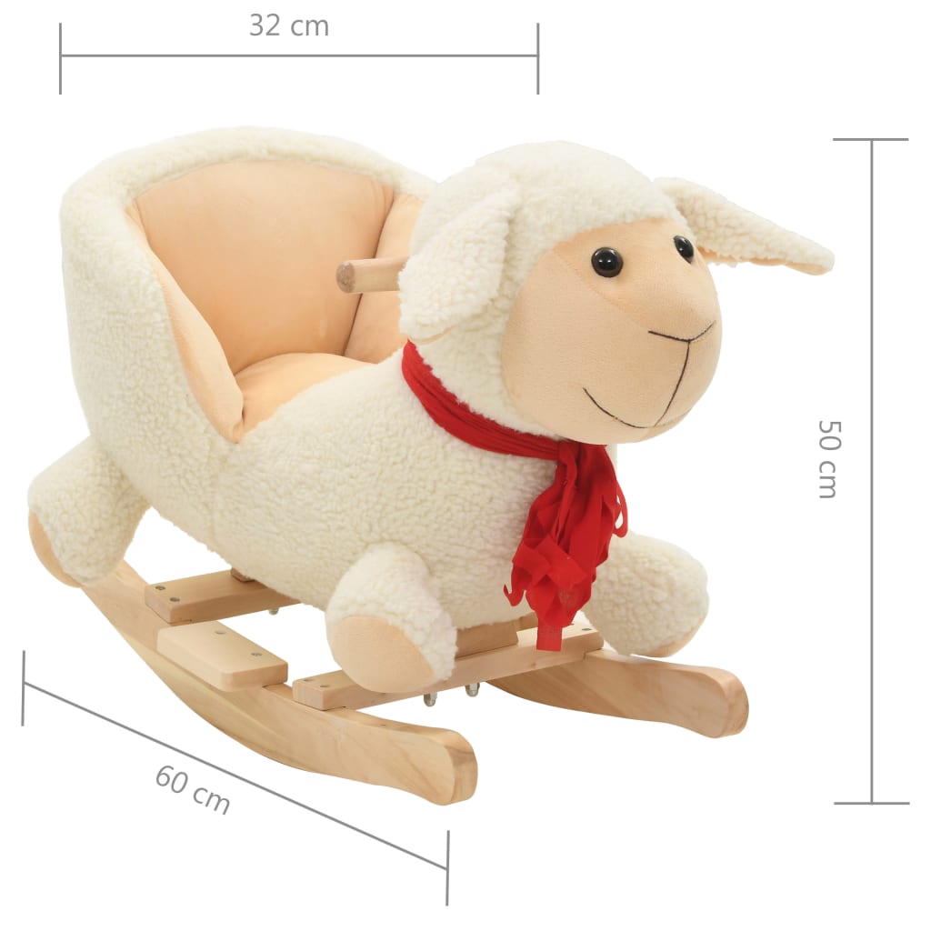 vidaXL Balansoar animal cu spătar, oaie, pluș, 60 x 32 x 50 cm, alb vidaXL Balansoar animal cu spătar, oaie, pluș, 60 x 32 x 50 cm, alb