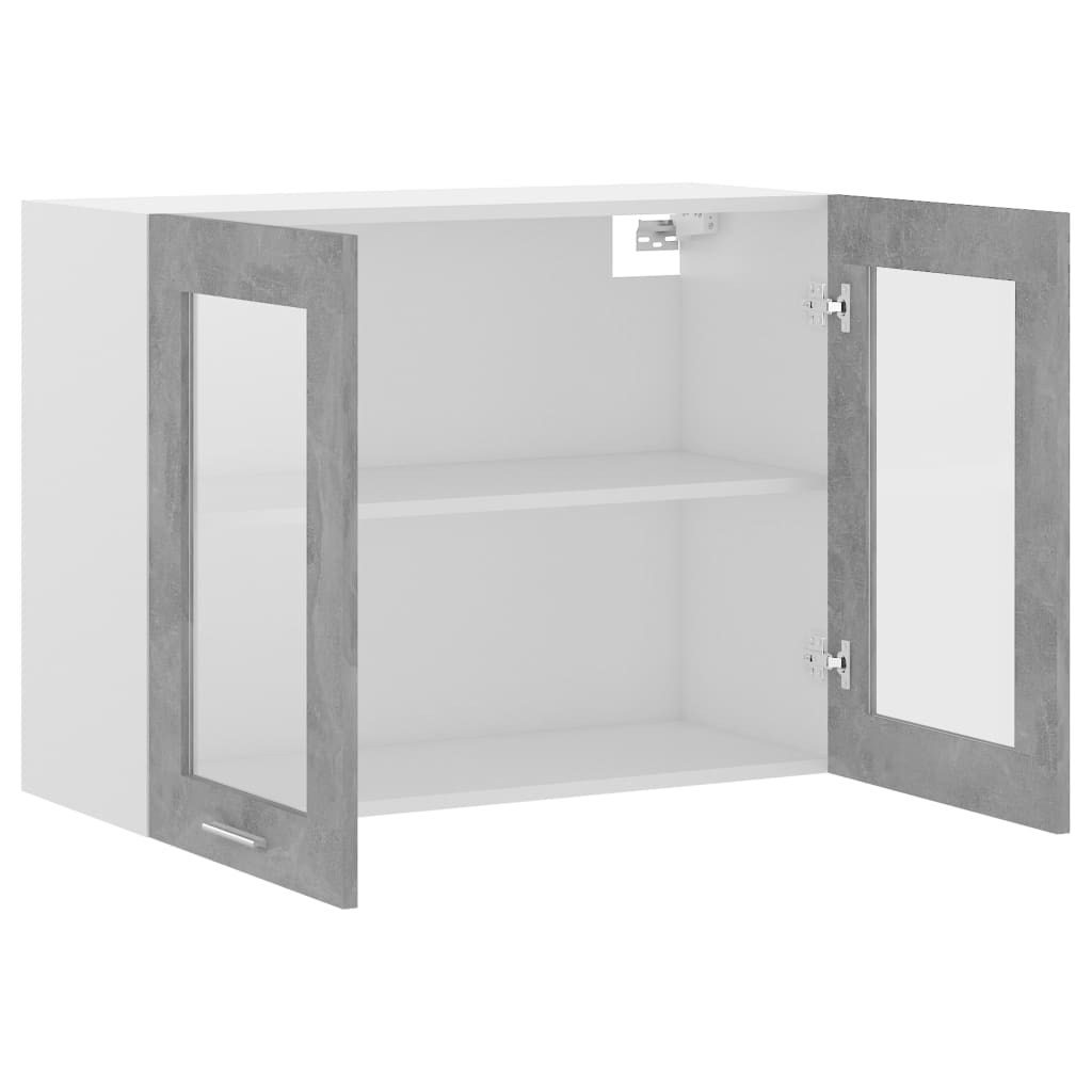 vidaXL Dulap din sticlă suspendat gri beton 80x31x60 cm lemn prelucrat