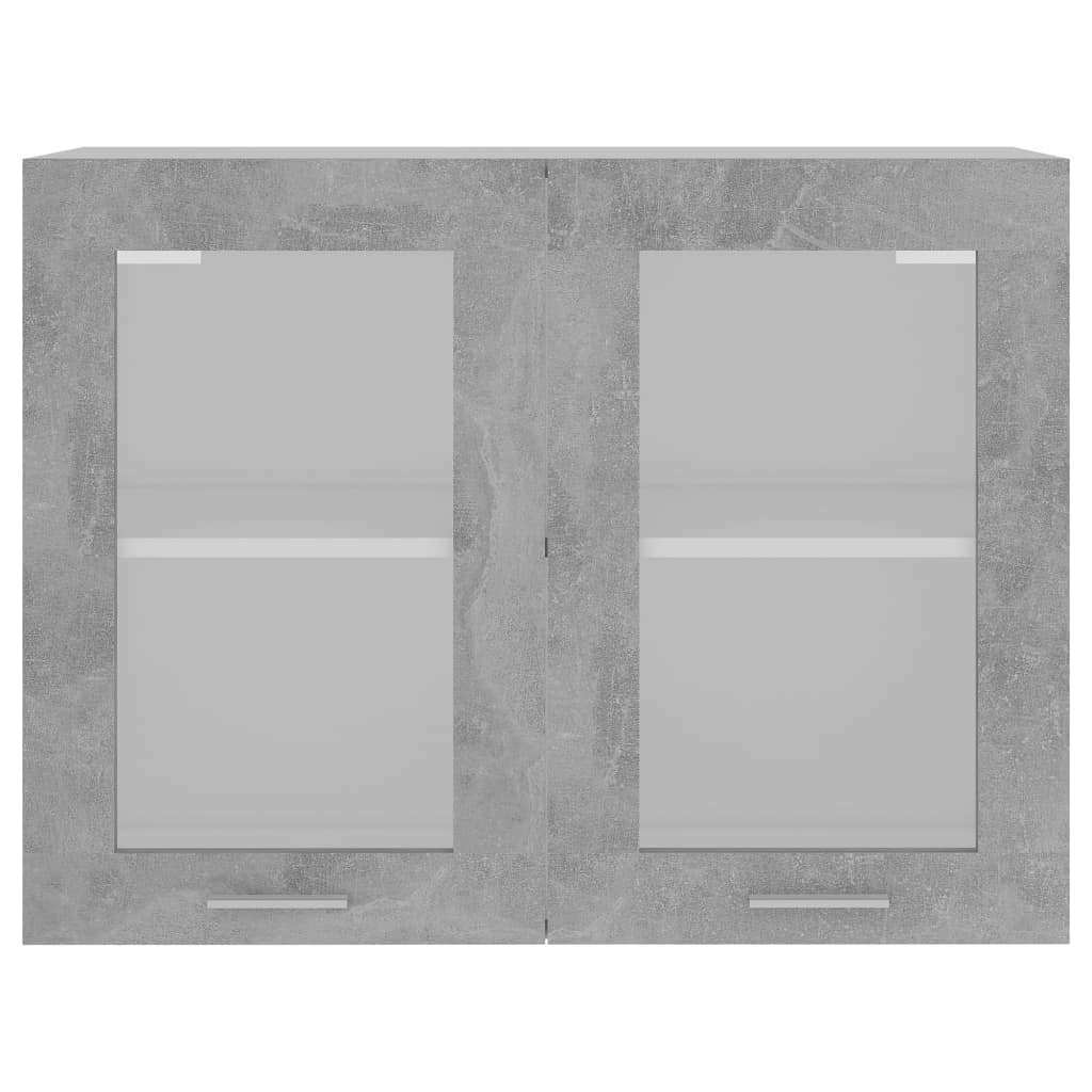 vidaXL Dulap din sticlă suspendat gri beton 80x31x60 cm lemn prelucrat