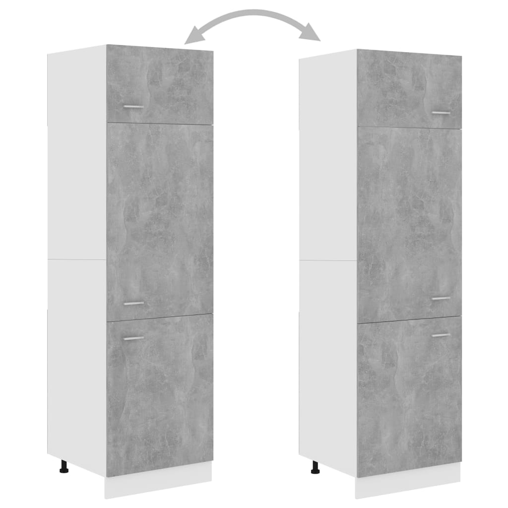vidaXL Dulap frigider, gri beton, 60 x 57 x 207 cm, lemn prelucrat