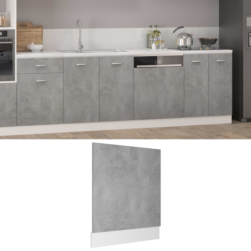 vidaXL Panou frontal mașină spălat vase “Lyon”, gri beton 59,5x3x67 cm