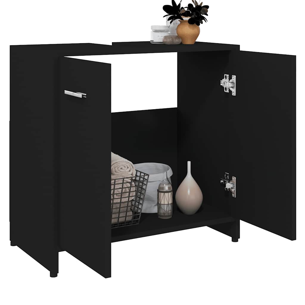 vidaXL Dulap de baie, negru, 60x33x61 cm, lemn prelucrat