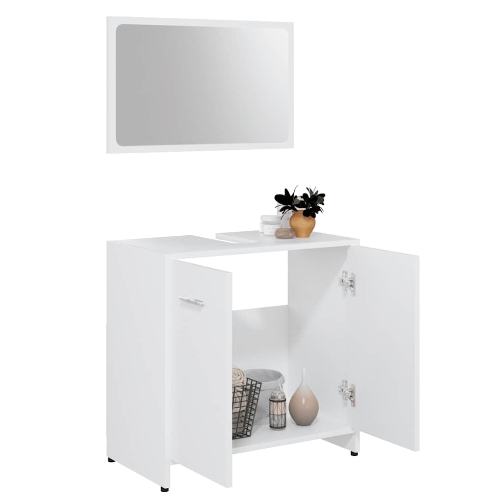 vidaXL Set de mobilier de baie, alb, lemn prelucrat