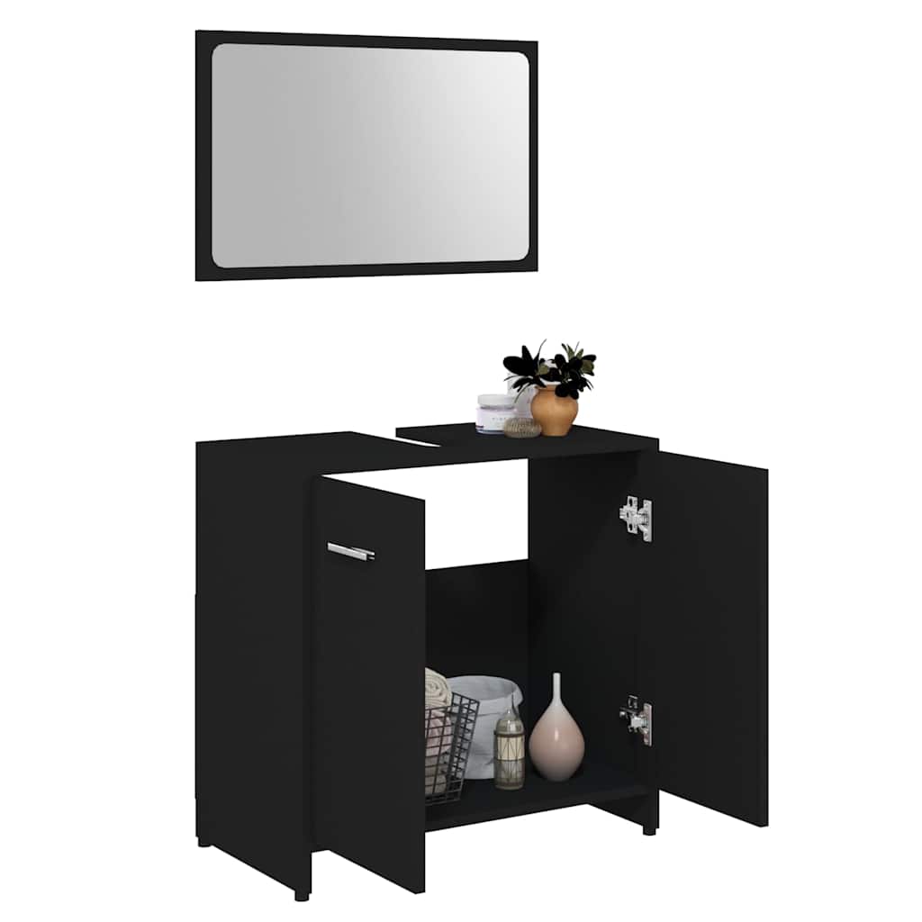vidaXL Set de mobilier de baie, negru, lemn prelucrat vidaXL Set de mobilier de baie, negru, lemn prelucrat