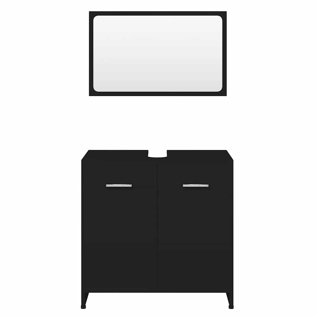 vidaXL Set de mobilier de baie, negru, lemn prelucrat vidaXL Set de mobilier de baie, negru, lemn prelucrat