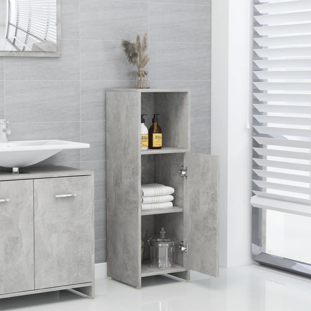 vidaXL Dulap de baie, gri beton, 30 x 30 x 95 cm, lemn prelucrat
