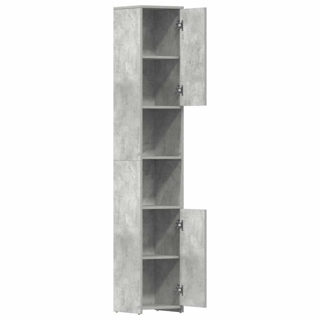 vidaXL Dulap de baie, gri beton, 30x30x183,5 cm, lemn prelucrat