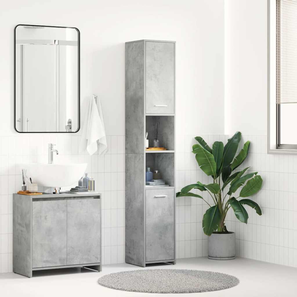 vidaXL Dulap de baie, gri beton, 30x30x183,5 cm, lemn prelucrat