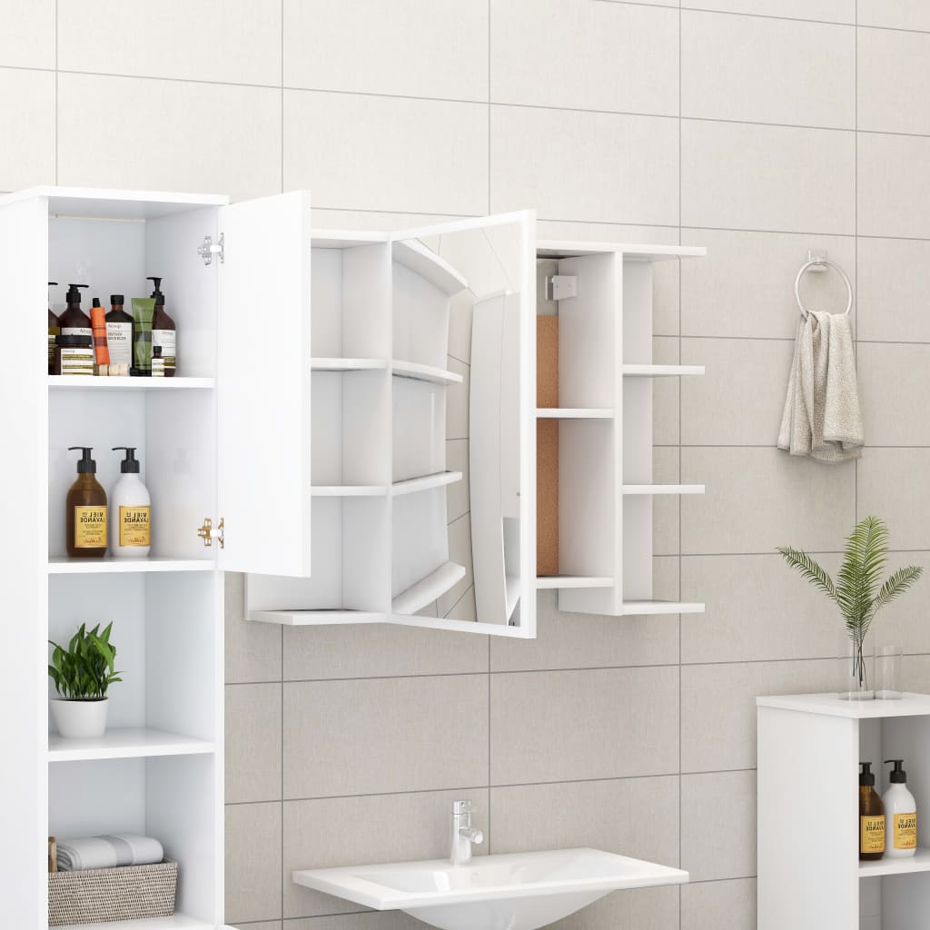 vidaXL Dulap de baie cu oglindă, alb, 80x20,5x64 cm, lemn prelucrat