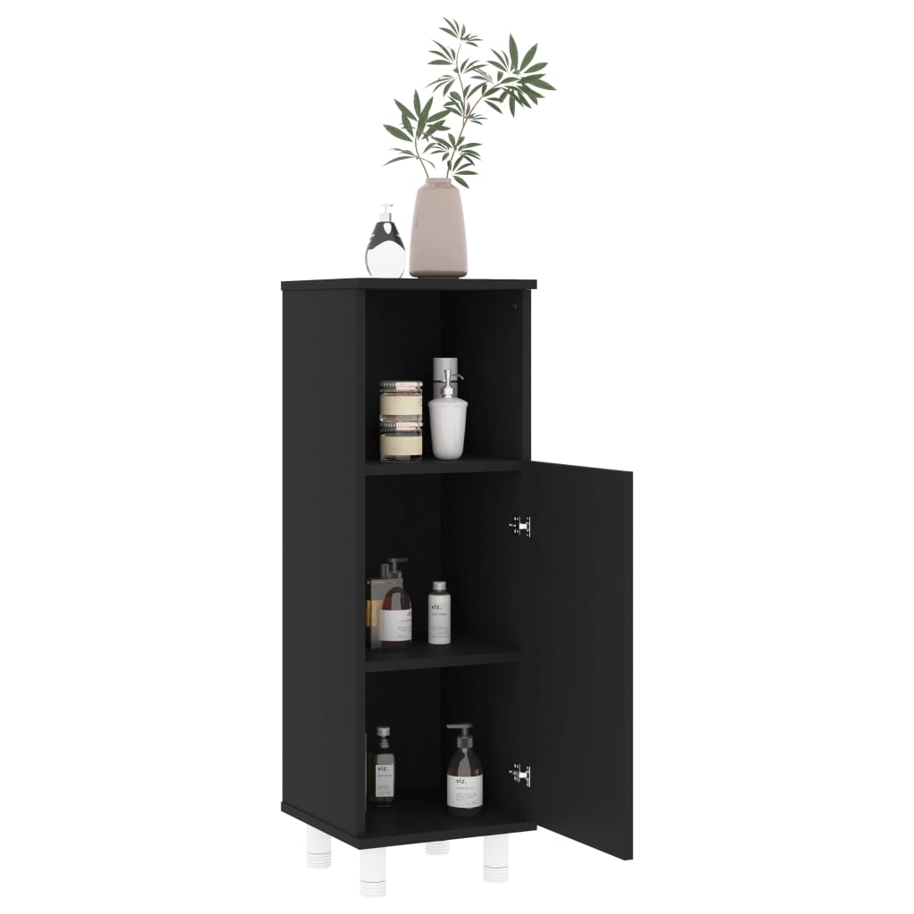 vidaXL Dulap de baie, negru, 30x30x95 cm, lemn prelucrat